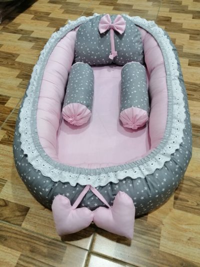 Grey White Stars Design Baby Nest